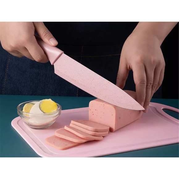 💝 PINK CERAMIC KITCHEN KNIFE SET (6 PIECE) CUTE STAINLESS STEEL - Picture 3 of 11